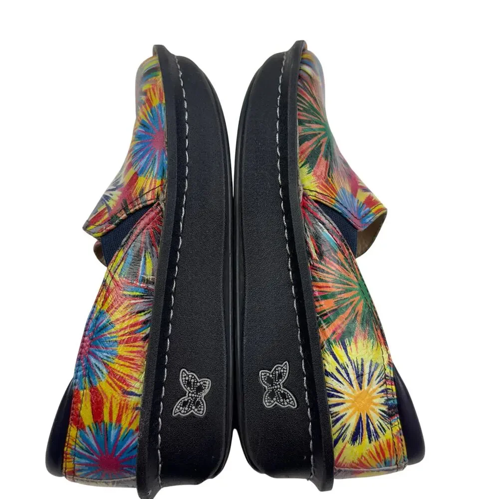Alegria Deb Rainbow Fireworks Multicolor Comfort Slip On Clogs Women's 37/7-7.5